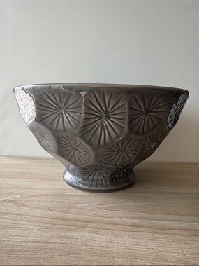 FARVAL Textured Ceramic Bowl – Made in Portugal | Modern Gray Decor